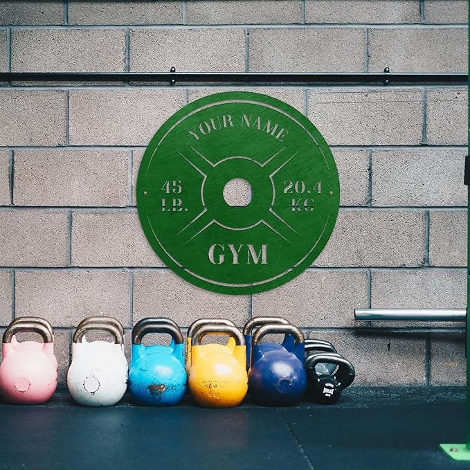 Personalized Home Gym LED Tin Metal Sign Multiple Sizes, Weight Lifting Exercise Workout Room Training Fitness Center Motivational Inspirational Quotes Decor Wall Art Hanging Accessories (08 LED)