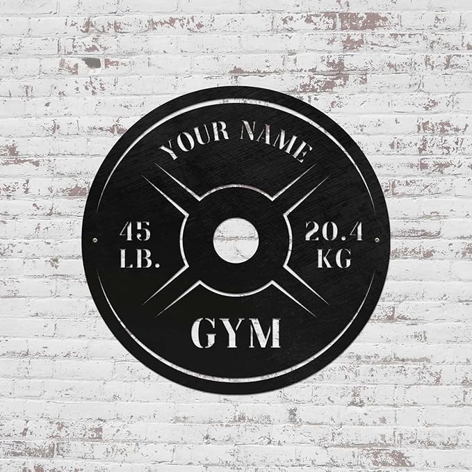Personalized Home Gym LED Tin Metal Sign Multiple Sizes, Weight Lifting Exercise Workout Room Training Fitness Center Motivational Inspirational Quotes Decor Wall Art Hanging Accessories (06 w/o LED)
