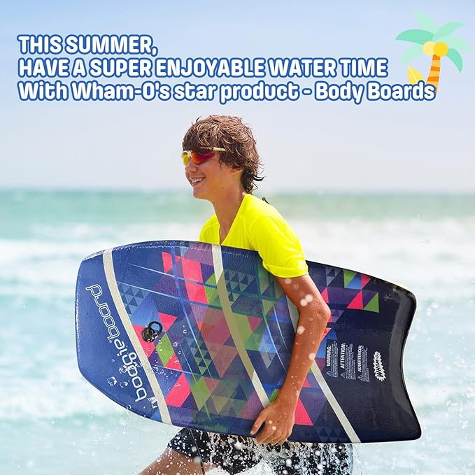Wham-O Boogie Boards, 37" Body Board for Beach, Lightweight Bodyboard with Wrist Leash for Beginners and Training All Wave Conditions(1 Pack)