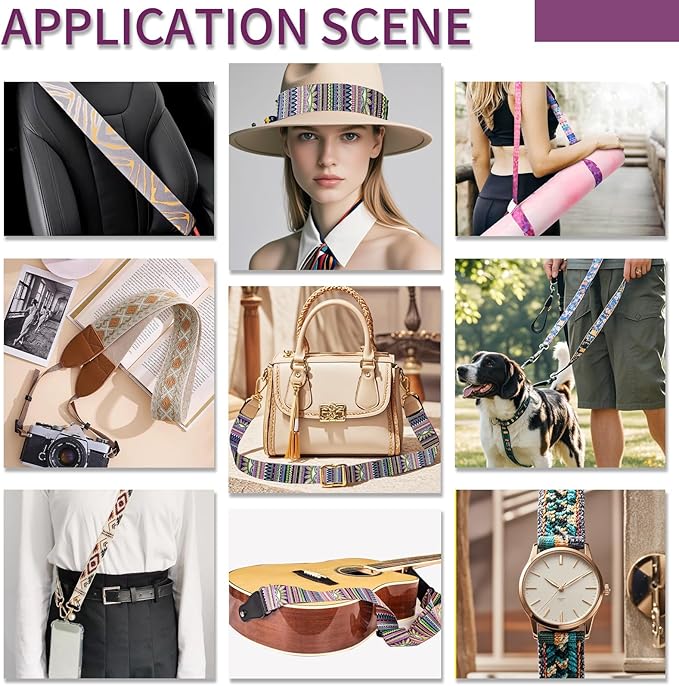 Printed Nylon Webbing Straps 1 1/2 inch 6 Yards Heavy Duty Patterned Fabric Luggage Handle Jacquard Ribbon with Buckle for Backpack Bags-Decorative Supplies-Clothing-Sewing (Bohemian Style)