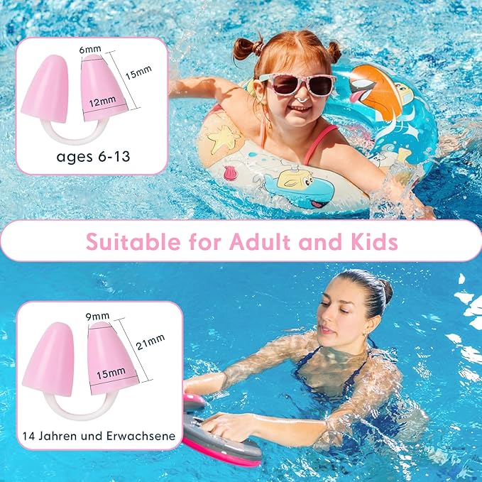 Painless Nose Plugs for Swimming,Nose Plugs for Swimming for Kids (Age 6+) and Adults, Ensure Comfort and Safety in The Water