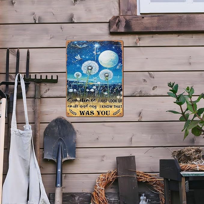 Vintage Dragonfly Tin Sign Sometimes I Just Look Up Smile and Say I Know That was You Retro Metal Poster Funny Wall Art Cafe Office Bar Plub Club Toilet Farm Room Garden Plaque 12 * 16inch