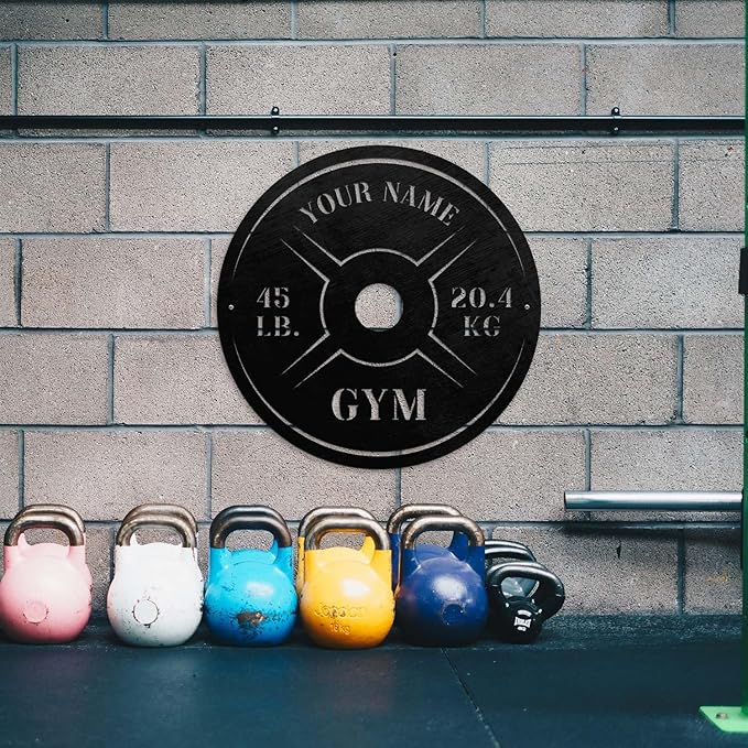 Personalized Home Gym LED Tin Metal Sign Multiple Sizes, Weight Lifting Exercise Workout Room Training Fitness Center Motivational Inspirational Quotes Decor Wall Art Hanging Accessories (06 w/o LED)
