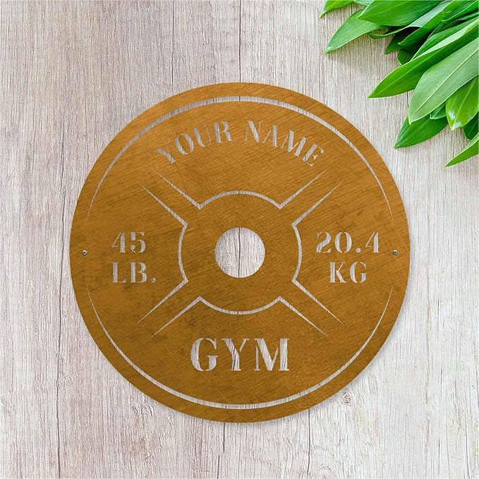 Personalized Home Gym LED Tin Metal Sign Multiple Sizes, Weight Lifting Exercise Workout Room Training Fitness Center Motivational Inspirational Quotes Decor Wall Art Hanging Accessories (10 LED)