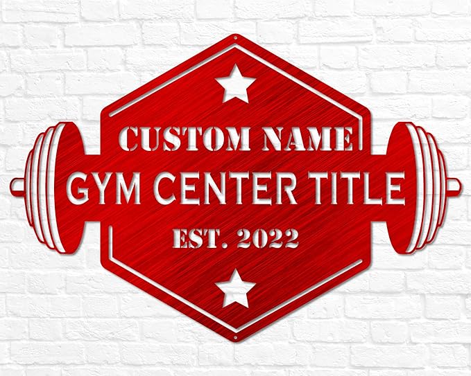 Personalized Gym Sign with Name | Hexagon Gym Garage Decor | Gym Decor for Home Gym | Established Signs for Workout Room | Gift for Athlete