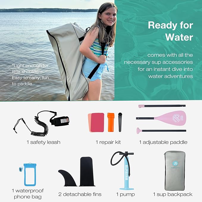 Niphean(Ultra-Light)Inflatable Paddle Board with (Beginner Friendly) StabilTrac Fin and Durable SUP Accessories, 10' Stand Up Paddle Boards for Adults & Youth, Versatile Yoga Paddle Board, Gift Ideas