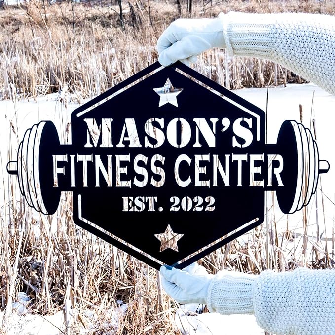 Personalized Gym Sign with Name | Hexagon Gym Garage Decor | Gym Decor for Home Gym | Established Signs for Workout Room | Gift for Athlete