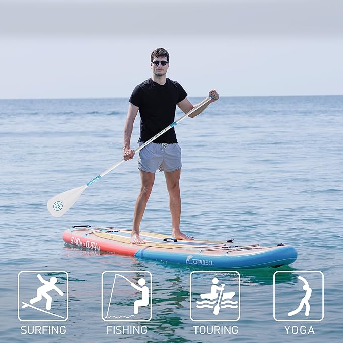 UPWELL 11’6”/11'2”/11'/10'8”/10'6”/10'2” Inflatable Stand Up Paddle Board with sup Accessories Including Backpack, Repairing Kits, Non-Slip Deck, Leash, 3 Fins, Paddle and Hand Pump