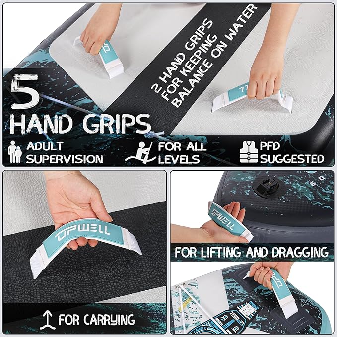 UPWELL 10'6"/11'/11'6" Inflatable Paddle Board, Stand Up Paddlboard for Youth & Adults, Stable Design, Premium SUP Accessories, Backpack, Leash, Hand Pump, Fins