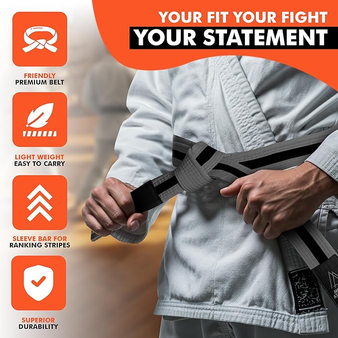 Brazilian Jiu Jitsu Belts Preshurunk Martial Arts Youth BJJ Belts for Girls & Boys with BJJ Ranking Stripes