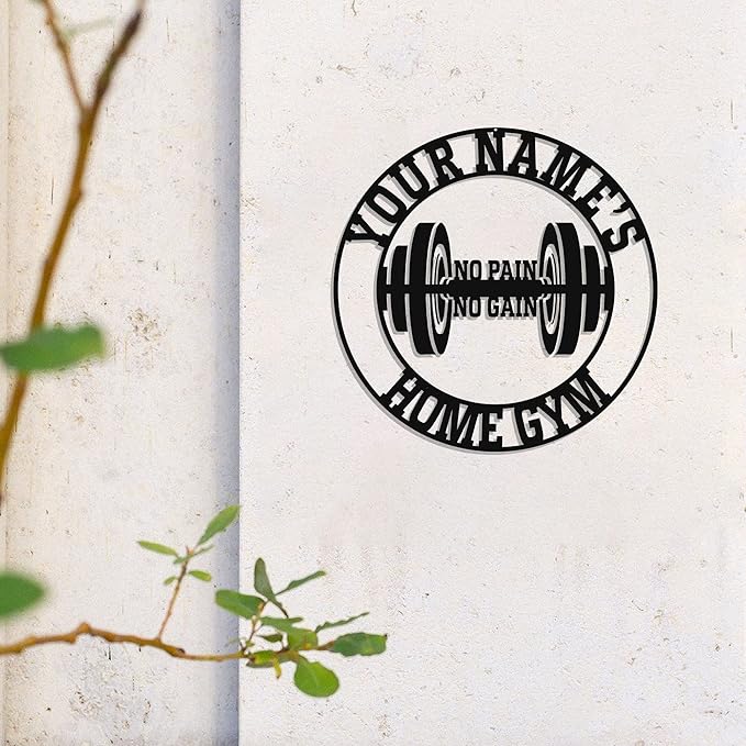 Personalized Home Gym LED Tin Metal Sign Multiple Sizes, Gym Sign Wall Decor, Exercise Workout Room Decor Fitness Center, Motivational Inspirational Hanging Wall Art Wall Plaque (03 w/o lights)
