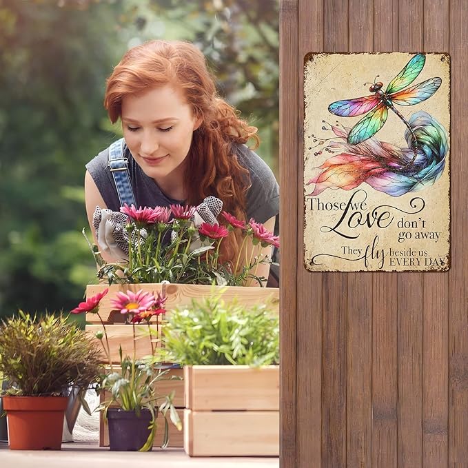 Vintage Tin Sign Those We Love Don't Go Away They Fly Belive Us Every Day Tin Sign for Home Farm Outdoor Bathroom Restaurant Cafes Bars Club Kitchen Garage Art Wall Decor 12 * 8inch