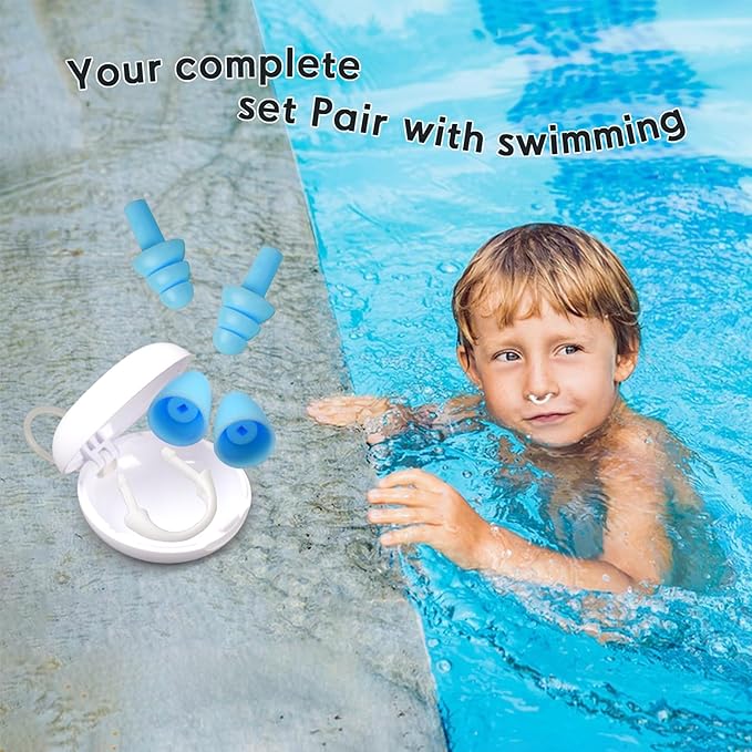Painless Nose Plugs for Swimming,Nose Plugs for Swimming for Kids (Age 6+) and Adults, Ensure Comfort and Safety in The Water (Blue, Large)