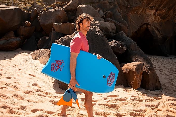 MOREY® Bodyboard Turbo 4 Classic. The Original Body Boards for Beach; Dual Stringer, PE Core, & HDPE for Slick Bottom (2025 Model)