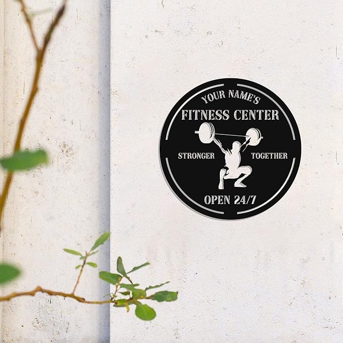 Personalized Home Gym LED Tin Metal Sign Multiple Sizes, Gym Sign Wall Decor, Exercise Workout Room Decor Fitness Center, Motivational Inspirational Hanging Wall Art Wall Plaque (04 w/o lights)