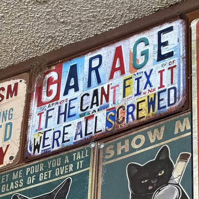 Vintage Fix-it Shop Wall Decor Metal Sign Tin Signs Poster - If Dad Can't Fix It We Are All Screwed