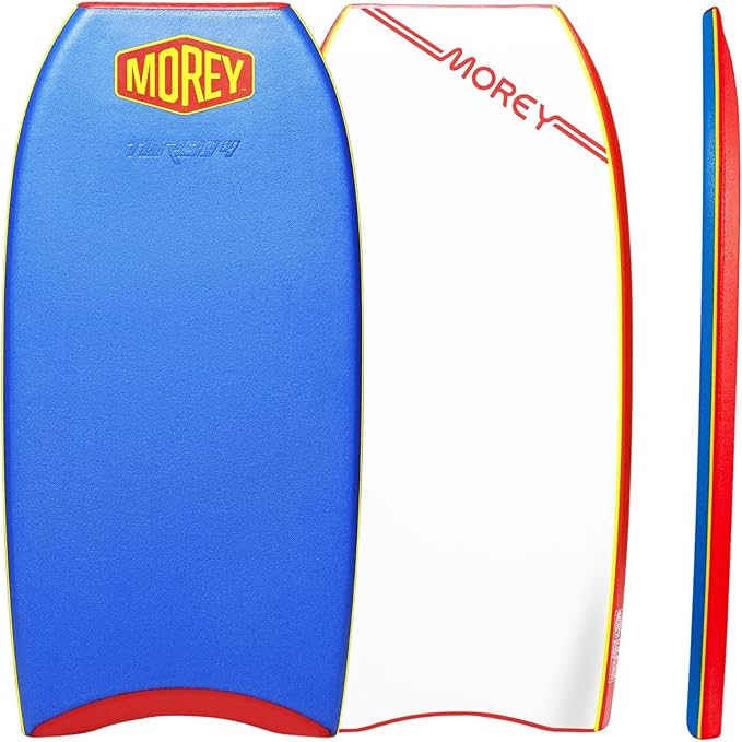 MOREY® Bodyboard Turbo 4 Classic. The Original Body Boards for Beach; Dual Stringer, PE Core, & HDPE for Slick Bottom (2025 Model)