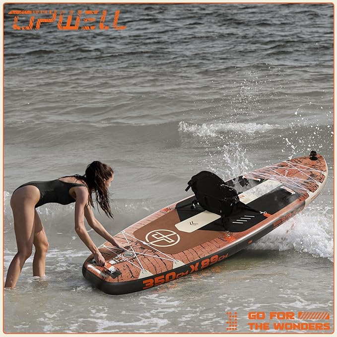 UPWELL 10'6"/11'/11'6" Inflatable Paddle Board, Stand Up Paddlboard for Youth & Adults, Stable Design, Premium SUP Accessories, Backpack, Leash, Hand Pump, Fins