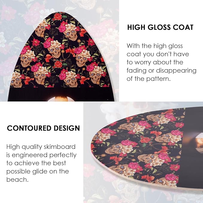 seething 35 Inch Skimboard with High Gloss Coat Wood Skim Board for Beginners,Kids, Teenagers, Adults and All Skimming