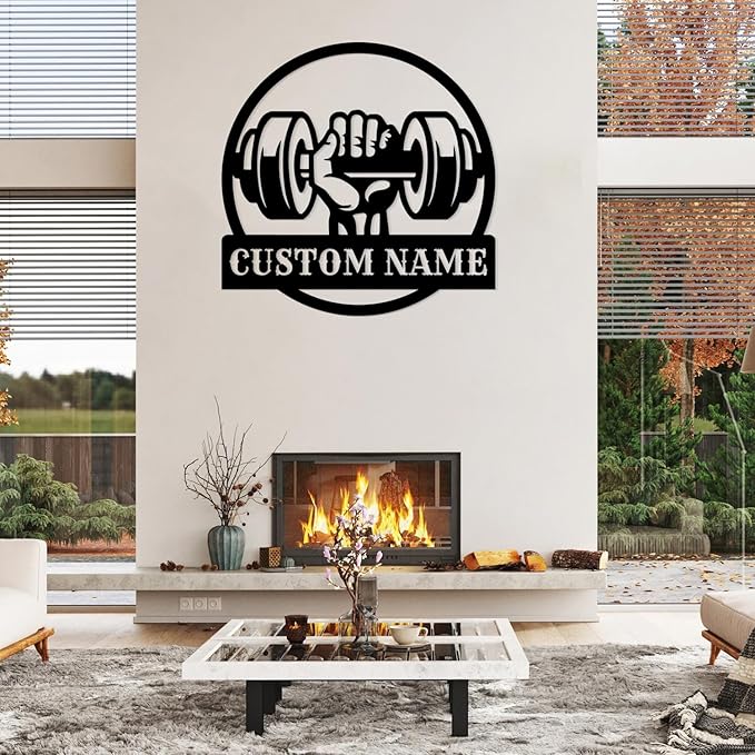 Personalized Metal Gym Sign, Custom Fitness Metal Wall Decor, Body Builder Lovers Gift, Gym Custom Unique Metal Wall Art, fitness room decor, home gym decor, gym wall art (Style-6)