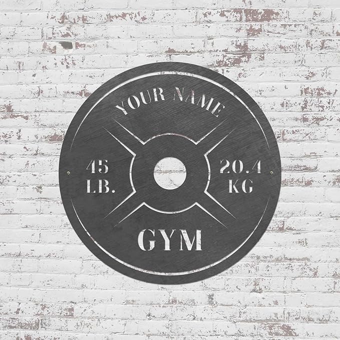 Personalized Home Gym LED Tin Metal Sign Multiple Sizes, Weight Lifting Exercise Workout Room Training Fitness Center Motivational Inspirational Quotes Decor Wall Art Hanging Accessories (11 LED)