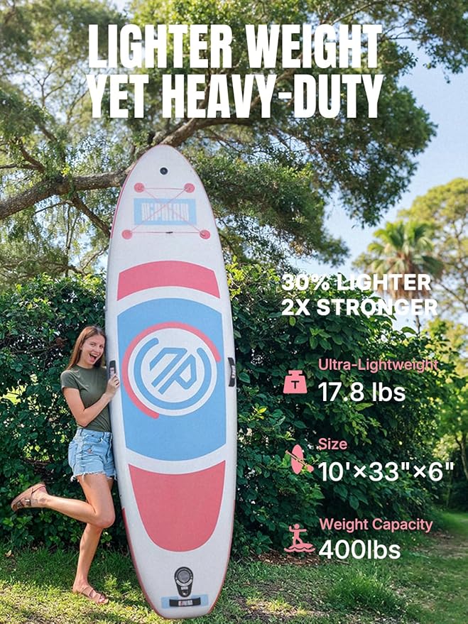 Niphean(Ultra-Light)Inflatable Paddle Board with (Beginner Friendly) StabilTrac Fin and Durable SUP Accessories, 10' Stand Up Paddle Boards for Adults & Youth, Versatile Yoga Paddle Board, Gift Ideas