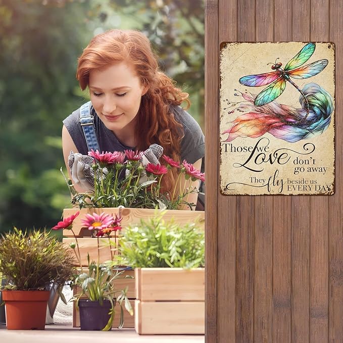 Vintage Tin Sign Those We Love Don't Go Away They Fly Belive Us Every Day Tin Sign for Home Farm Outdoor Bathroom Restaurant Cafes Bars Club Kitchen Garage Art Wall Decor 12 * 16inch