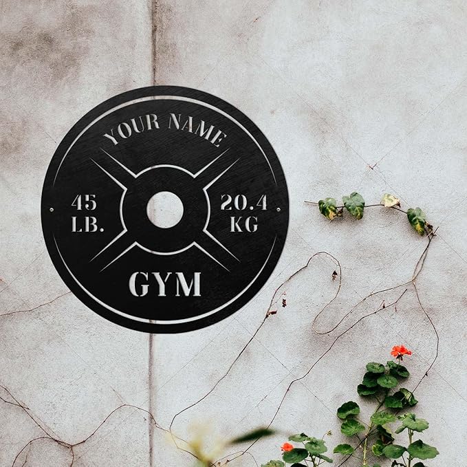 Personalized Home Gym LED Tin Metal Sign Multiple Sizes, Weight Lifting Exercise Workout Room Training Fitness Center Motivational Inspirational Quotes Decor Wall Art Hanging Accessories (06 w/o LED)