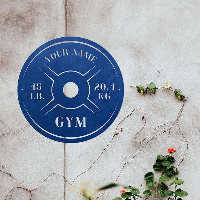 Personalized Home Gym LED Tin Metal Sign Multiple Sizes, Weight Lifting Exercise Workout Room Training Fitness Center Motivational Inspirational Quotes Decor Wall Art Hanging Accessories (07 w/o LED)