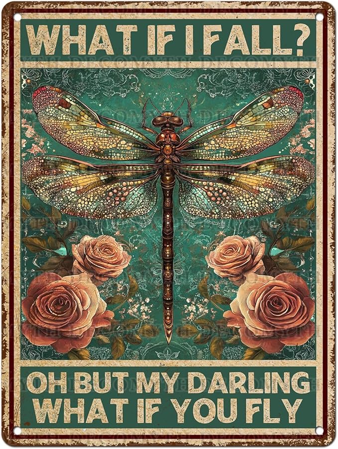 Vintage Tin Sign What If You Fly Tin Sign Metal Wall Decor for Home Office Kitchen Bar Cafe Garden Wall Decor 12 * 16inch