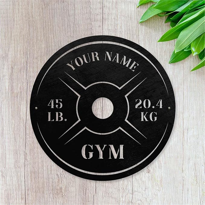 Personalized Home Gym LED Tin Metal Sign Multiple Sizes, Weight Lifting Exercise Workout Room Training Fitness Center Motivational Inspirational Quotes Decor Wall Art Hanging Accessories (06 w/o LED)