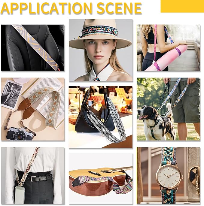 Printed Flower Nylon Webbing with Buckle 1 1/2 inch 6 Yards Black & Yellow Patterned Fabric Webbing Luggage Handle Jacquard Ribbon for Backpack Bags-Seatbelt-Clothing-Sewing-DIY Crafts & Projects