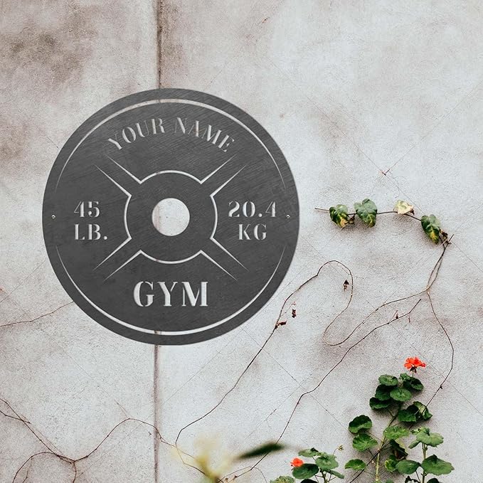Personalized Home Gym LED Tin Metal Sign Multiple Sizes, Weight Lifting Exercise Workout Room Training Fitness Center Motivational Inspirational Quotes Decor Wall Art Hanging Accessories (11 LED)