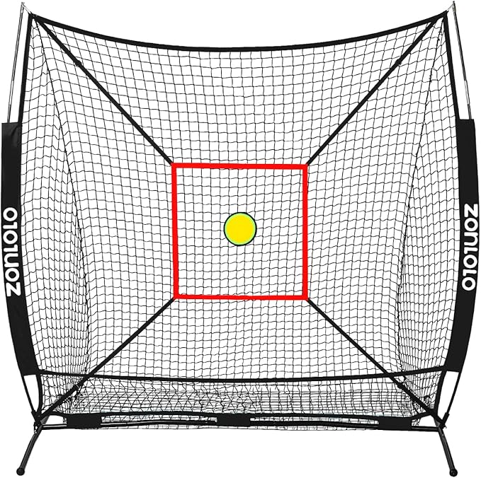 6 x 6 FT Baseball Net with 3 Diffferent Targets, Portable Practice Net for Batting,Hitting,Pitching and Throwing,Compact Package with Small Carrying Bag,Great for Kids
