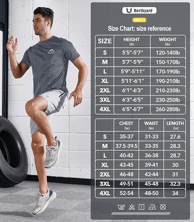 NORTHYARD Men's UPF 50+ Sun Protection Shirts Swim SPF UV Quick Dry Short Sleeve T-Shirts for Athletic Fishing Rash Guard