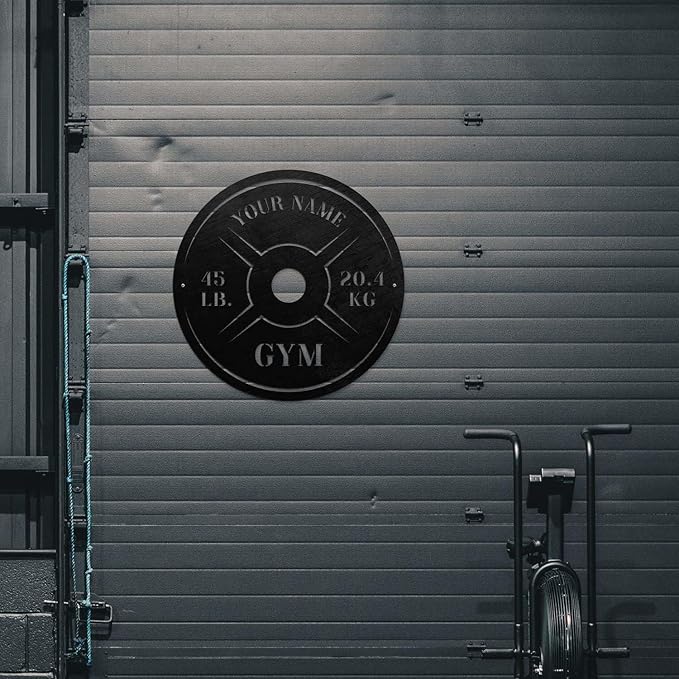 Personalized Home Gym LED Tin Metal Sign Multiple Sizes, Weight Lifting Exercise Workout Room Training Fitness Center Motivational Inspirational Quotes Decor Wall Art Hanging Accessories (06 LED)