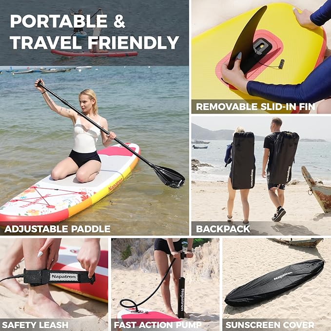 Napatron Family Inflatable Stand Up Paddle Board, Sup,Stable Wide Design,350LBS Capacity,Complete Paddle Board Package with Fast Action Pump,Leash,Ideal for Beginners/Youth & AllSkill Levels
