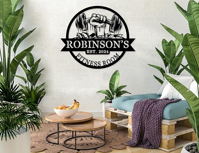 Personalized Home Gym Signs - Custom Metal Art for Workout Room – Enrich your Home Gym Decor with Unique Personalized Gym Sign & Weight Lifting - Custom Name Plaque