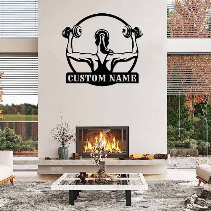 Customized Metal Gym Name Sign, Personalized Sports Room Wall Art,Metal Gym Sign,Unique Fitness Wall Sign, Gym Lovers Unique Gift, Gym Wall Art,Training Center Sign (Style-16)