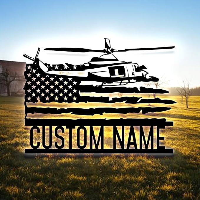 Personalized US Army Helicopter Metal Sign With LED Lights, Custom Helicopter Metal Sign, Hobbie Gifts, Helicopter Sign, Wall Hanging Home Decor Birthday Xmas Gift
