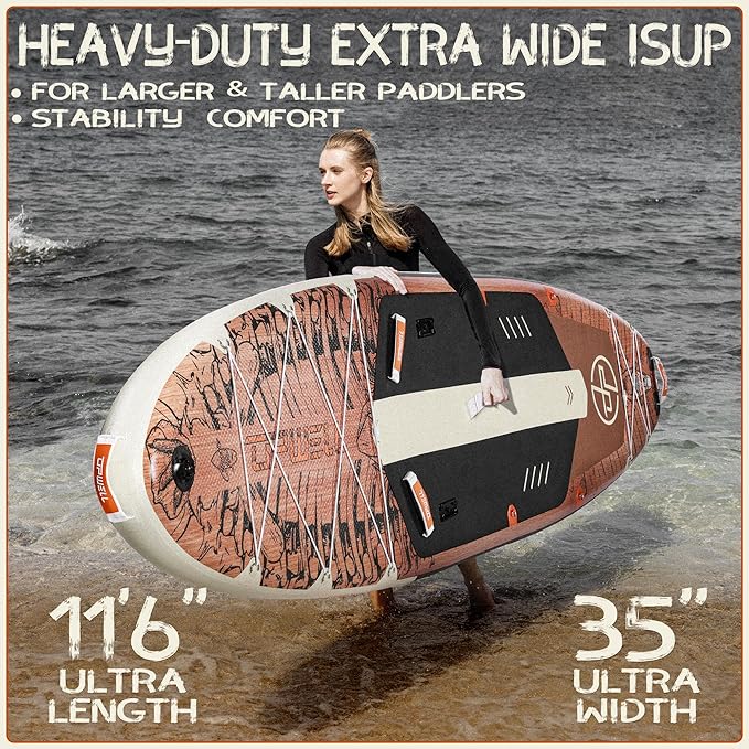 UPWELL 10'6"/11'/11'6" Inflatable Paddle Board, Stand Up Paddlboard for Youth & Adults, Stable Design, Premium SUP Accessories, Backpack, Leash, Hand Pump, Fins