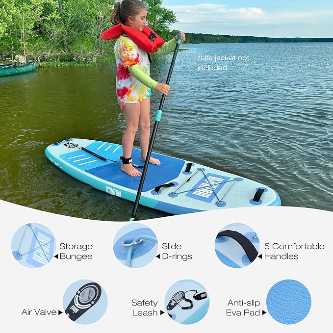 Niphean(Ultra-Light)Inflatable Paddle Board with (Beginner Friendly) StabilTrac Fin and Durable SUP Accessories, 10' Stand Up Paddle Boards for Adults & Youth, Versatile Yoga Paddle Board, Gift Ideas