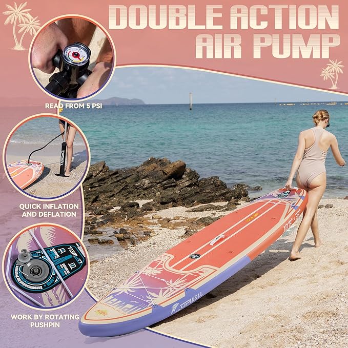 UPWELL 11’6”/11'2”/11'/10'8”/10'6”/10'2” Inflatable Stand Up Paddle Board with sup Accessories Including Backpack, Repairing Kits, Non-Slip Deck, Leash, 3 Fins, Paddle and Hand Pump