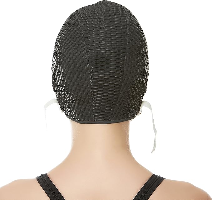 Beemo Swim Cap Women Chin Strap Bubble Crepe Latex Long Short Hair Swimming Caps