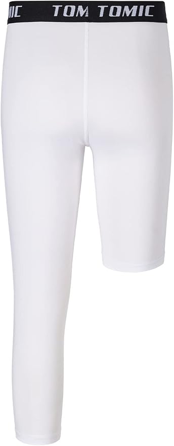 Tomic Youth Boys Kids One Leg 3/4 Leggings Compression Pants for Basketball Soccer Sports Athletic Training Tights Base Layer