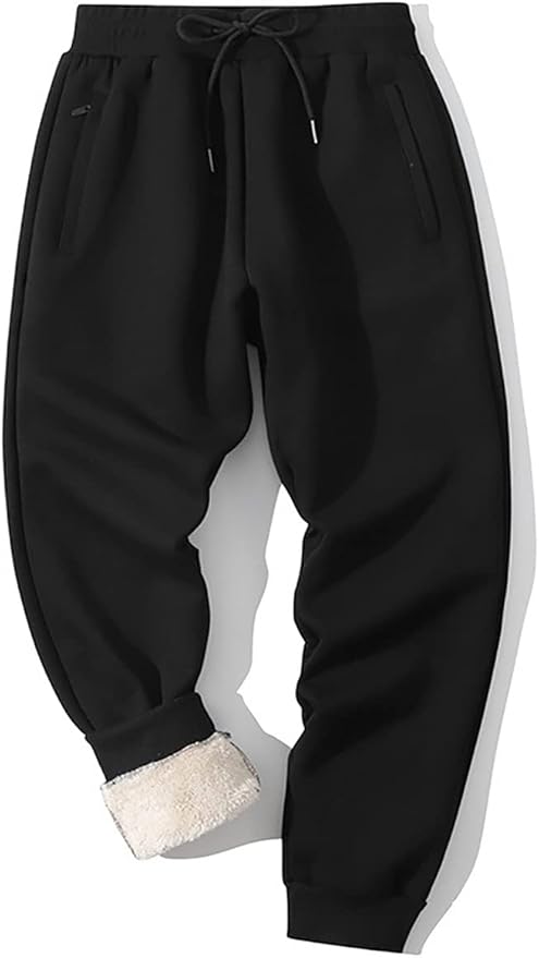 Yameekamulga Men's Winter Fleece Pants Sherpa Lined Sweatpants Active Athletic Running Jogger Track Causal Pants