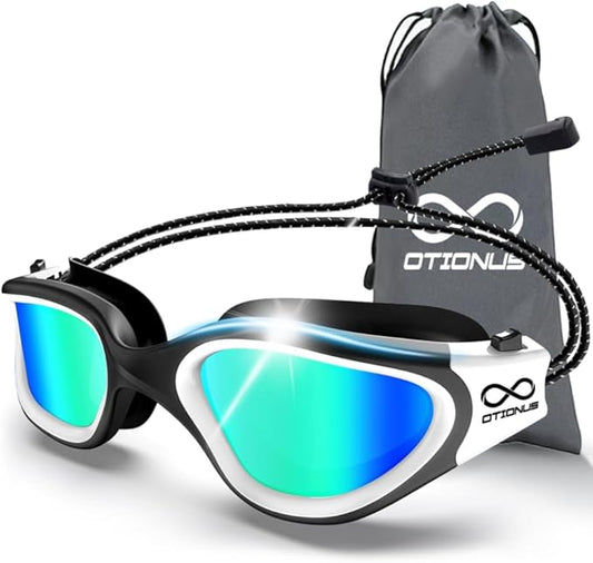 Swim Goggles, Polarized Adult Swimming Goggles Bungee Strap No Hair Pulling Anti-fog Pool Goggles for Men Women