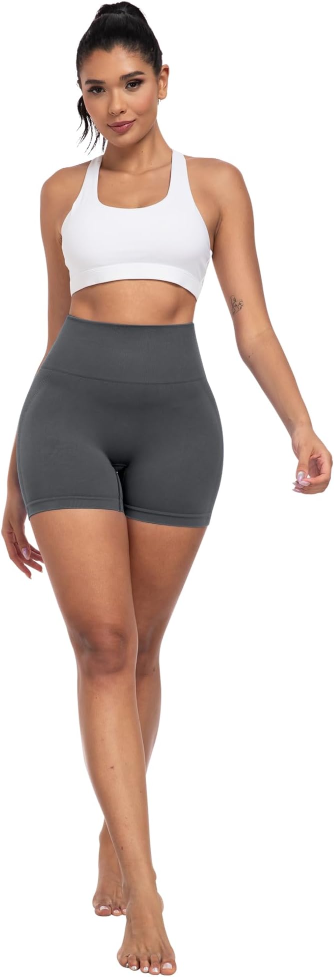 CHRLEISURE Women's 4 Packs Workout Gym Shorts, High Waisted Butt Lifting Scrunch Butt Seamless Booty Shorts