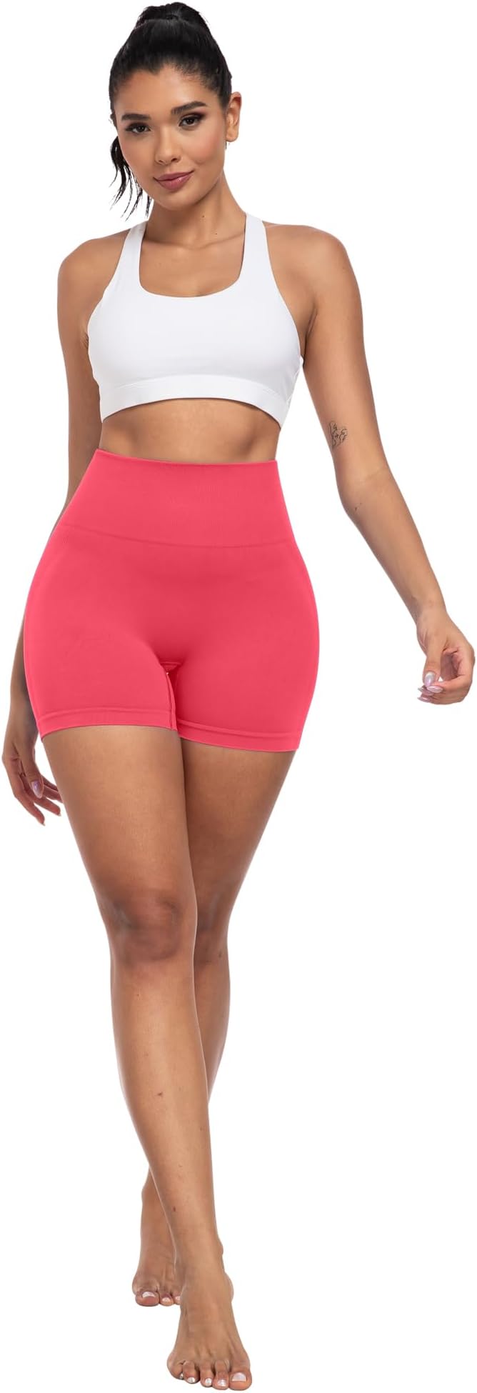 CHRLEISURE Women's 4 Packs Workout Gym Shorts, High Waisted Butt Lifting Scrunch Butt Seamless Booty Shorts
