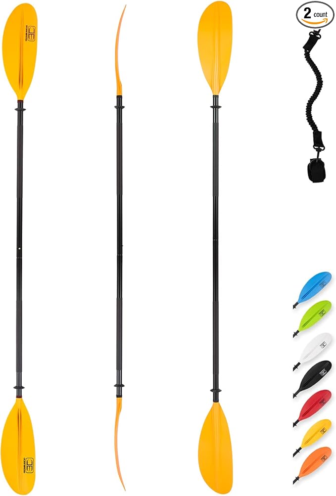 OCEANBROAD Kayak Paddle 86in/218cm, 90.5in/230cm, 95in/241cm Alloy Shaft Kayaking Boating Canoeing Oar with Paddle Leash